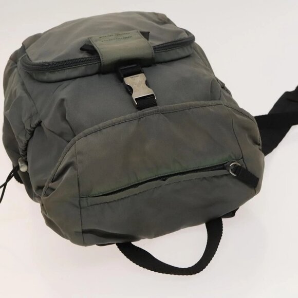 PRADA Backpack Nylon Khaki Silver Auth bs27852 - Picture 6 of 16